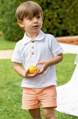 CONJUNTO NIÑO POLO Y SHORT NARANJA