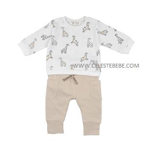 CONJUNTO BEBE  2P JIRAFAS TOSTADO