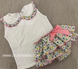 CONJUNTO BB 2P BRAGOTA Y CAMISA CUELLO FLORECILLAS